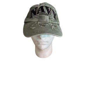 Olive Drab Vintage US Navy Eagle Crest Adjustable Baseball Cap Hat Embroidered